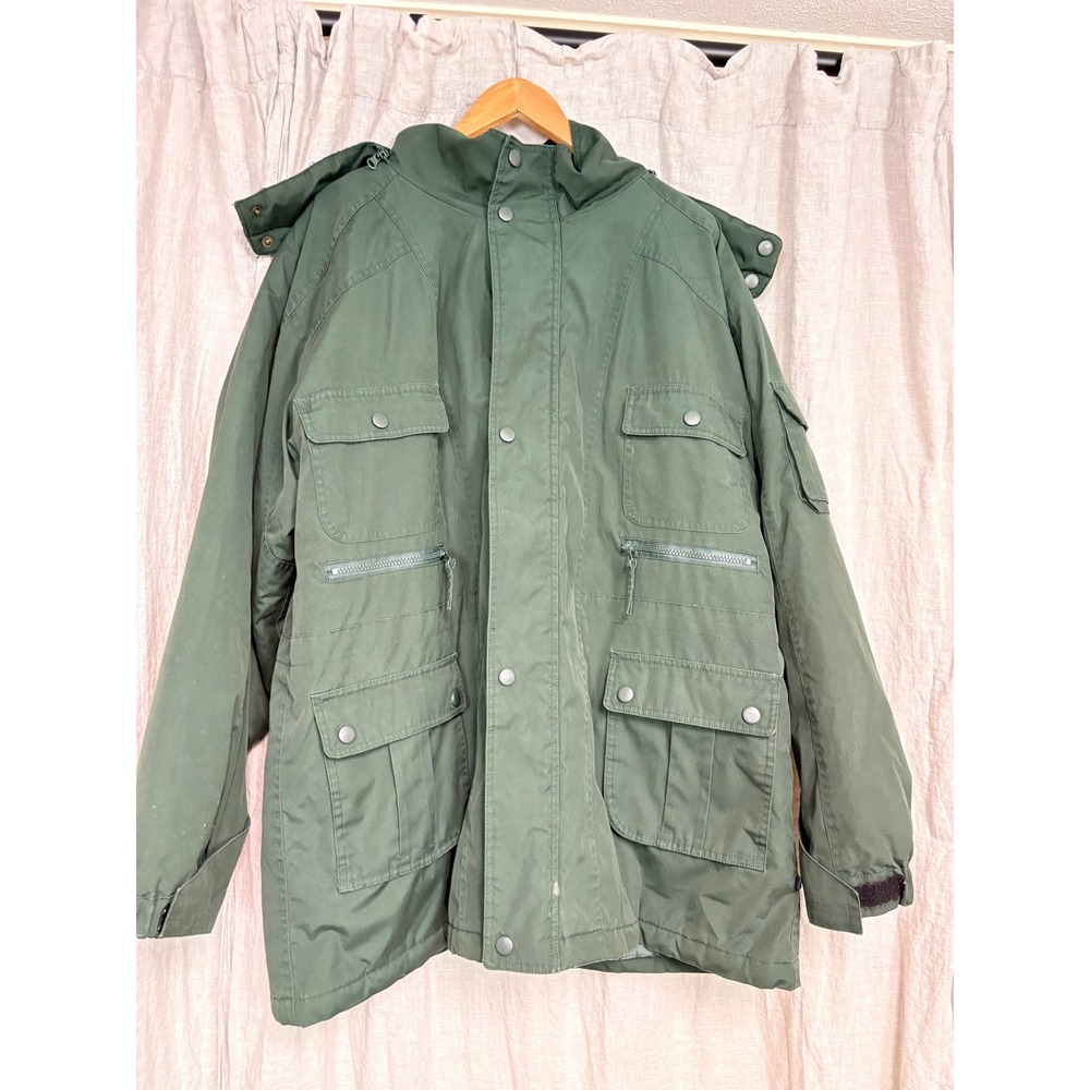 Moose Creek Mens XL Field Jacket Green Insulated Flannel Lined Hooded Parka Coat